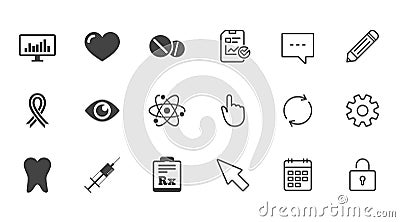 Medicine, medical health and diagnosis icons. Vector Illustration