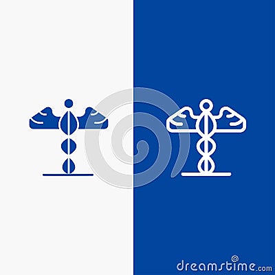 Medicine, Medical, Healthcare, Greece Line and Glyph Solid icon Blue banner Line and Glyph Solid icon Blue banner Vector Illustration