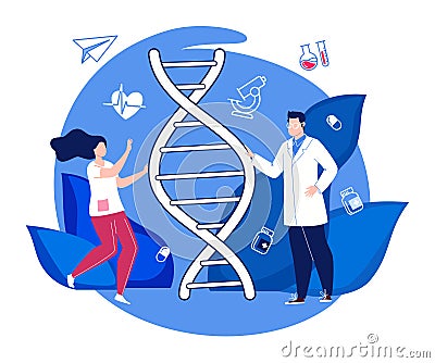 Scientific research in the field of genetics Vector Illustration