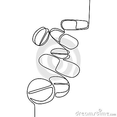 Medicine one continuous line drawing minimal design Vector Illustration
