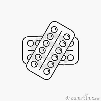 medicine, Pill, drugs, tablet, patient Line Icon. Vector isolated illustration Vector Illustration