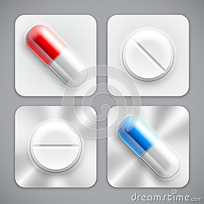 Medicine Pills Collection Vector Illustration