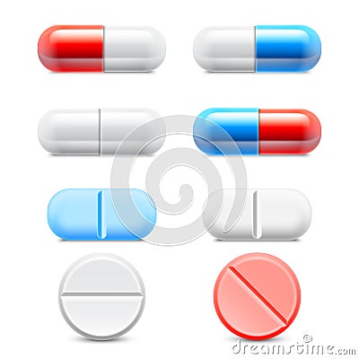 Medicine Pills Collection Vector Illustration