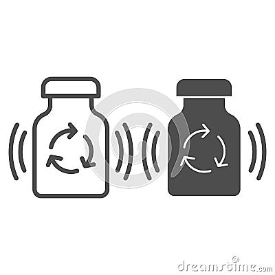 Medicine pills recycling line and glyph icon. Recycle drugs vector illustration isolated on white. Recycling medication Vector Illustration