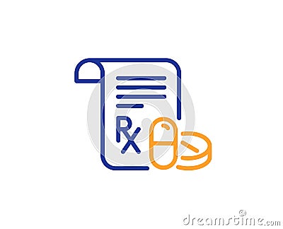 Medical prescription line icon. Medicine pills sign. Pharmacy medication. Vector Vector Illustration