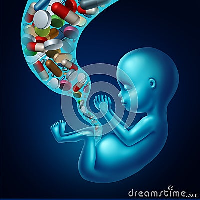 Medicine And Pregnancy Cartoon Illustration