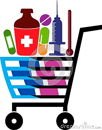 Medicine shopping logo Vector Illustration