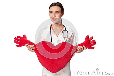 Medicine student holding a big heart Stock Photo