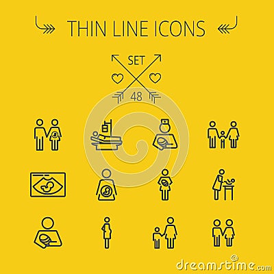 Medicine thin line icon set Vector Illustration