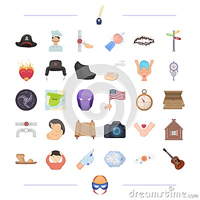 Medicine, travel, astronomy and other web icon in cartoon style.instrument, man, face icons in set collection. Vector Illustration