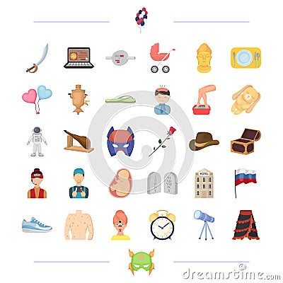 Medicine, travel and other web icon in cartoon style.holiday, profession icons in set collection. Vector Illustration