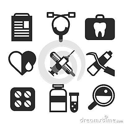 Medicine vector icons set. Doctors tools for Vector Illustration