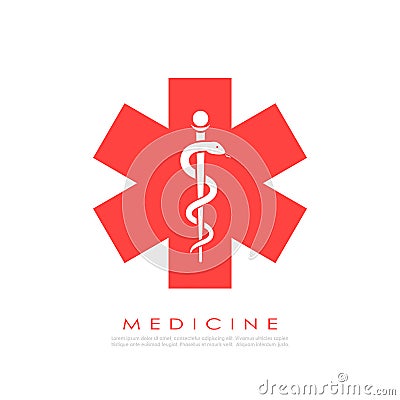 Medicine vector logo with snake Vector Illustration