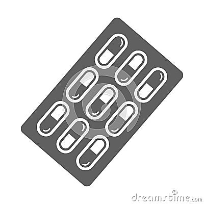 Medicine, Viagra, Pills icon. Gray vector sketch. Vector Illustration