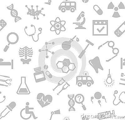 Medicine, white background, seamless, vector. Vector Illustration