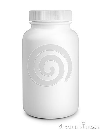 Medicine white pill bottle isolated on white background Stock Photo