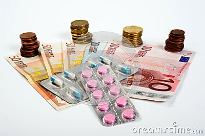 Medicines and money Stock Photo