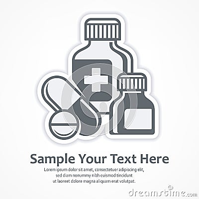 Medicines pills symbols Cartoon Illustration