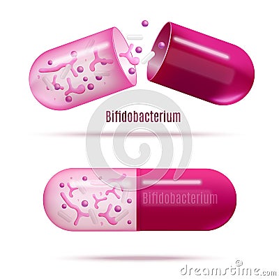 Medicines with Probiotic Bacteria Realistic Vector Vector Illustration