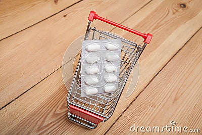 Medicines in shopping cart Stock Photo