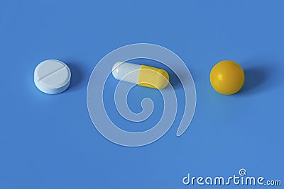 Medicines for the virus and flu. Medical pills and antibiotics. Coronavirus, personal protective equipment, medicine, vaccine Stock Photo