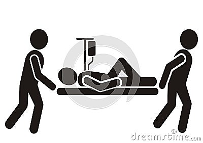 Medics carry a stretcher with the patient with infusion eps. Vector Illustration