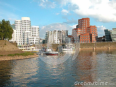 Medienhafen at river Rhine in DÃ¼sseldorf, Germany Editorial Stock Photo