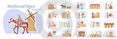 Medieval Ages Flat Compositions Vector Illustration