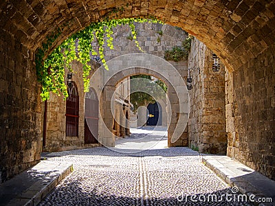 Medieval arched street Stock Photo