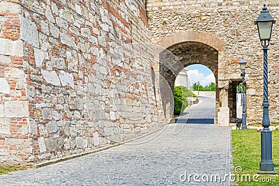 Medieval arched street in the old town Stock Photo