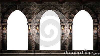 Medieval arches isolated Cartoon Illustration