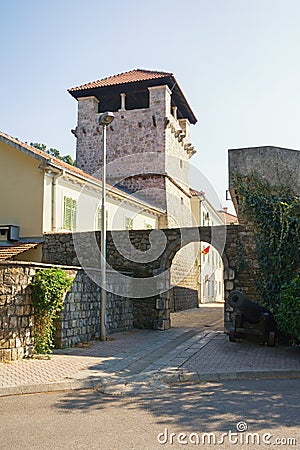 Medieval architecture. Summer house of the noble family Buca. Tivat city, Montenegro Stock Photo