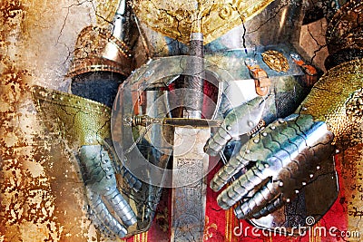 medieval armor background Stock Photo