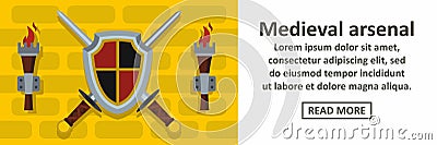 Medieval arsenal banner horizontal concept Vector Illustration