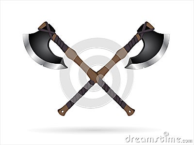 3D realistic crossed axe vector Vector Illustration