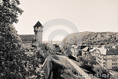 Medieval bastion in Royal Palace, Budapest Stock Photo