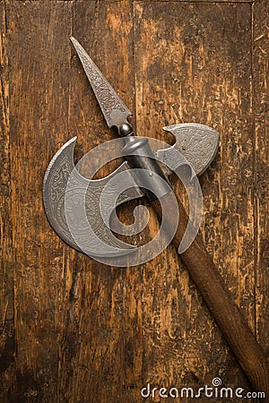 Medieval battle Axe Stock Photo