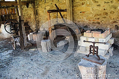 Medieval Blacksmith Workshop Stock Photo
