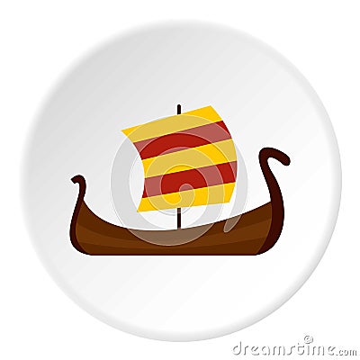 Medieval boat icon circle Vector Illustration