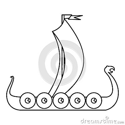 Medieval boat icon, outline style Vector Illustration