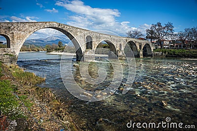 Medieval bridge in Arta, Greece Stock Photo