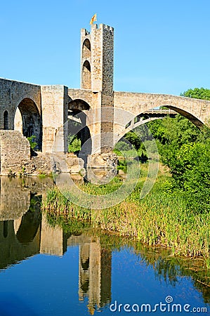 Medieval bridge in Besalu, Spain Stock Photo