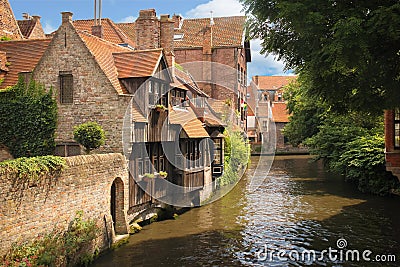 Medieval buildings along the canals. Bruges. Belgium Stock Photo