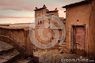 Kasbah Ait Ben Haddou at sunset. Morocco. Stock Photo