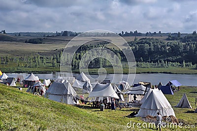 Medieval camping tents Editorial Stock Photo
