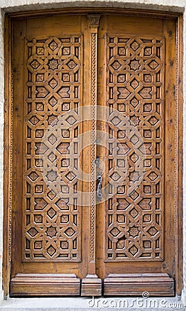 Medieval carved door Stock Photo