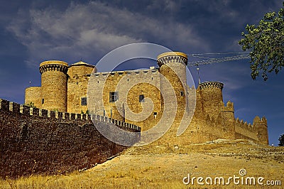 Medieval Castle of Belmonte in Cuenca Stock Photo