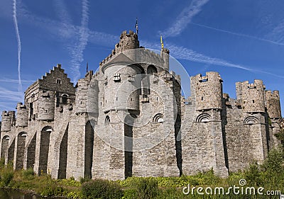 Medieval castle and blue sky Stock Photo