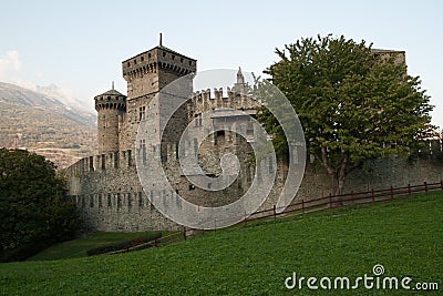 Medieval Castle of Fenis Valle d`Aosta, Italy Stock Photo