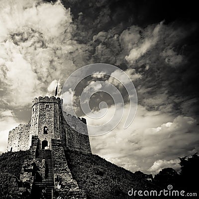 Medieval castle on hill Stock Photo